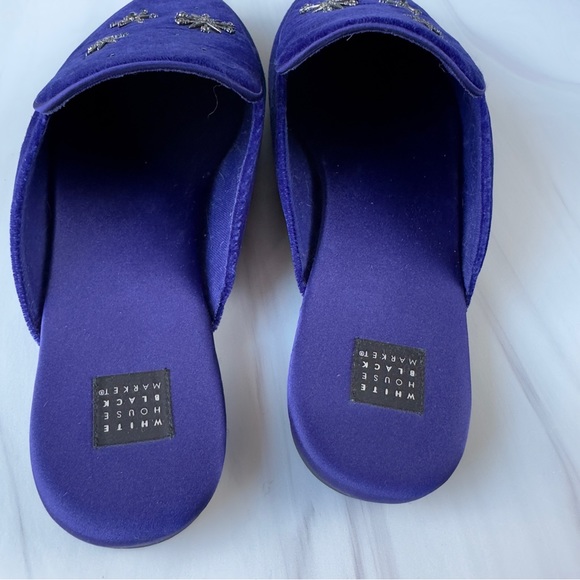 White House Black Market Blaire Star Slides in Ultraviolet Velvet Wm 11 Men’s 9 - Picture 5 of 11